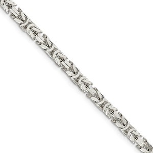 Black Bow Jewelry 4.25mm, Sterling Silver, Solid Byzantine Chain Necklace - 1 of 4