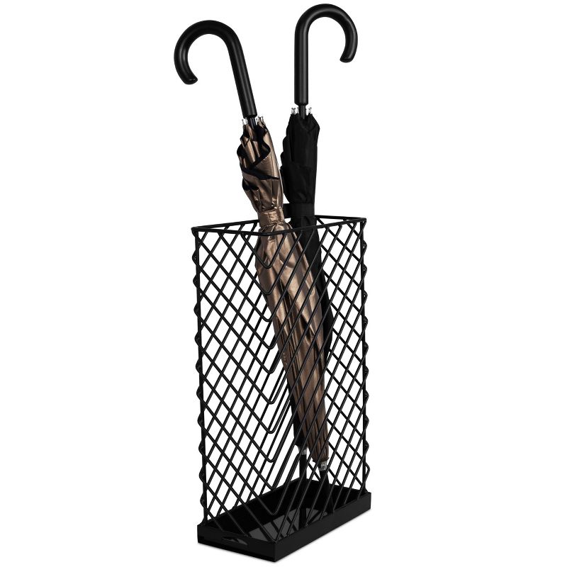 BirdRock Home Umbrella Holder Stand with Removable Water Tray - Diagonal Design - Black, 5 of 8