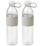 Copco Hydra Sports 2-Pack Water Bottle 20 Ounce Non Slip Sleeve BPA Free Tritan Plastic Reusable - Chevron Gray