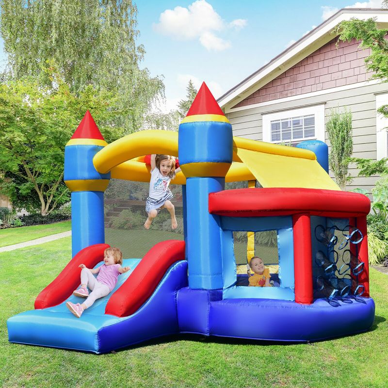 Costway Inflatable Bounce House Castle Slide Bouncer Shooting Net/W Blower, 2 of 11