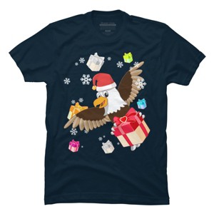 Men's Design By Humans Santa American Bald Eagle Christmas T-Shirt By thebeardstudio T-Shirt - 1 of 4