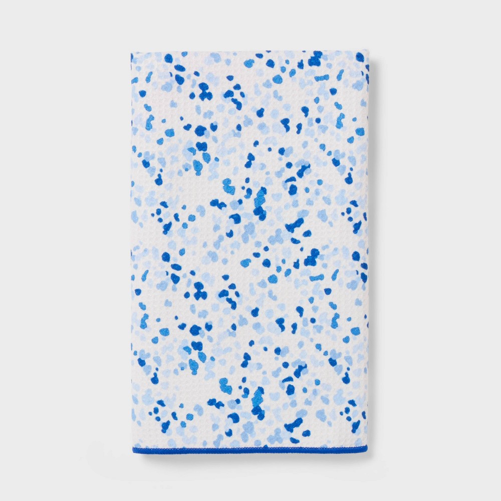 Photos - Towel Waffle Splatter Hand  Blue - Room Essentials™