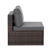 GlasFlength 5PCS Patio Seating Rattan Furniture Set Sectional Sofa Cushioned Garden, Tempered Glass Table, Grey, 28.94"*28.55"*24.8" - 3 of 4