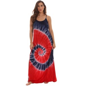 Riviera Sun Womens Maxi Dress  Tie Die Spaghetti Strap Long Sundress  Summer Dresses - 1 of 3
