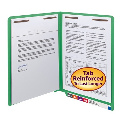 Smead WaterShed/CutLess End Tab Fastener Folder, Reinforced Straight-Cut Tab, Two Fasteners, Letter Size, 50 per Box