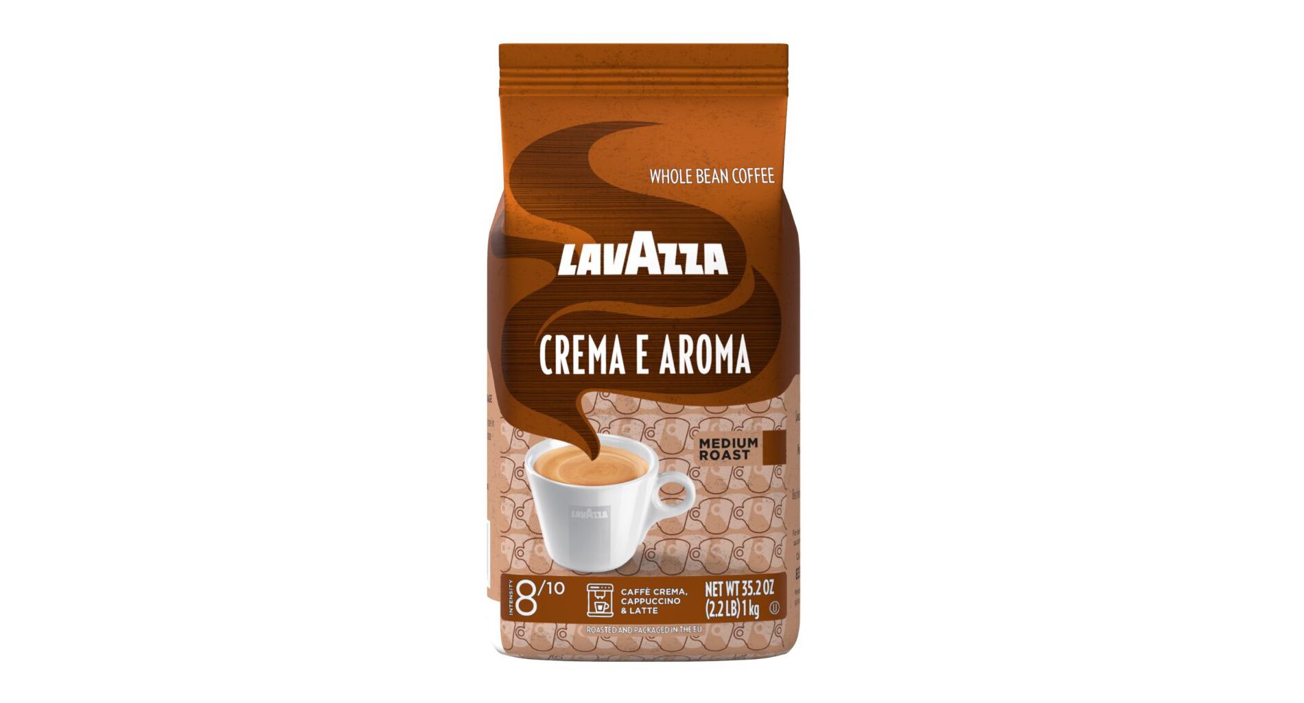 Lavazza Crema e Aroma Whole Bean Coffee, Medium Roast, Arabica and Robusta Blend, 2.2 lb Bag