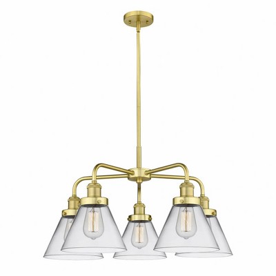 Cone - 5 Light Stem Hung Chandelier In Art Deco Style-15 Inches Tall and 25.75 Inches Wide
