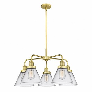 Cone - 5 Light Stem Hung Chandelier In Art Deco Style-15 Inches Tall and 25.75 Inches Wide - 1 of 1