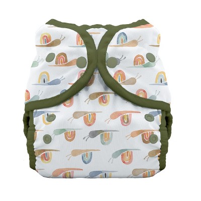 Image of Thirsties | Duo Wrap Snap Pack of 1 - Rainbow Snail Multicolored Diaper Cover, Size One (6-18 lbs)