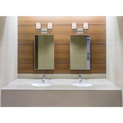 Colton Satin Nickel 2-Light Vanity with White Opal Glass