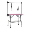 UbMelt Folding Pet Grooming Table with Adjustable Arms,Nooses,Clamps and Mesh Tray for Medium/Large Dogs,Gray/Pink - 2 of 4