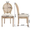 French Country Dining Chair Set of 2 with Round Rattan Back,Linen Upholstery & Carved Wood Legs for Living Room-Baofuwish - 4 of 4