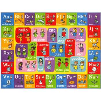 KC CUBS Boy & Girl Kids ABC Alphabet ASL Sign Language Educational Learning & Fun Game Play Area Nursery Bedroom Classroom Rug Carpet