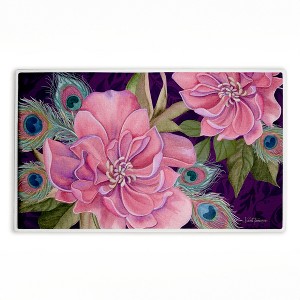 Stupell Industries Midnight Garden Peacock Feathers Printed Plush Bathroom Floor Mat, design by Nicole Tamarin - 1 of 4