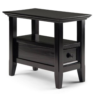 14" Halifax Narrow Side Table Hickory Brown - WyndenHall: Drawer, Open Shelf, Pine Material - 1 of 4