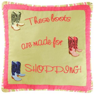C&F Home 10" x 10" These Boots.. Embroidered Small Petite Throw Pillow
