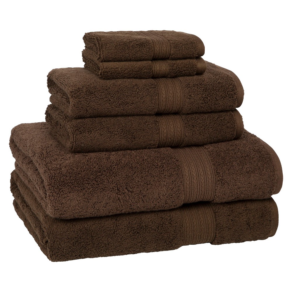 Photos - Towel 6pc Signature Solid Bath  Set Dark Brown - Cassadecor