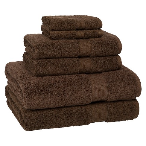 6pc Signature Solid Bath Towel Set Dark Brown - Cassadecor