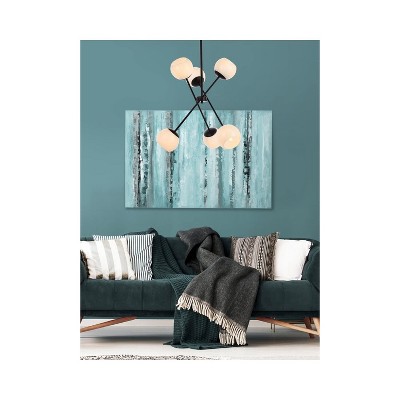 Sleek Zigzag 6-Light Sputnik Chandelier with Black Iron and White Glass