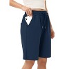 WhizMax Women's Bermuda Shorts with Zipper Pockets Casual Summer Drawstring Jersey Shorts Elastic Waist Comfy Waffle Shorts - 2 of 4