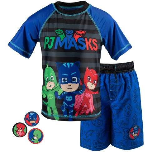 Toddler PJ Masks Boys Swim Trunks and Rash Guard Set 