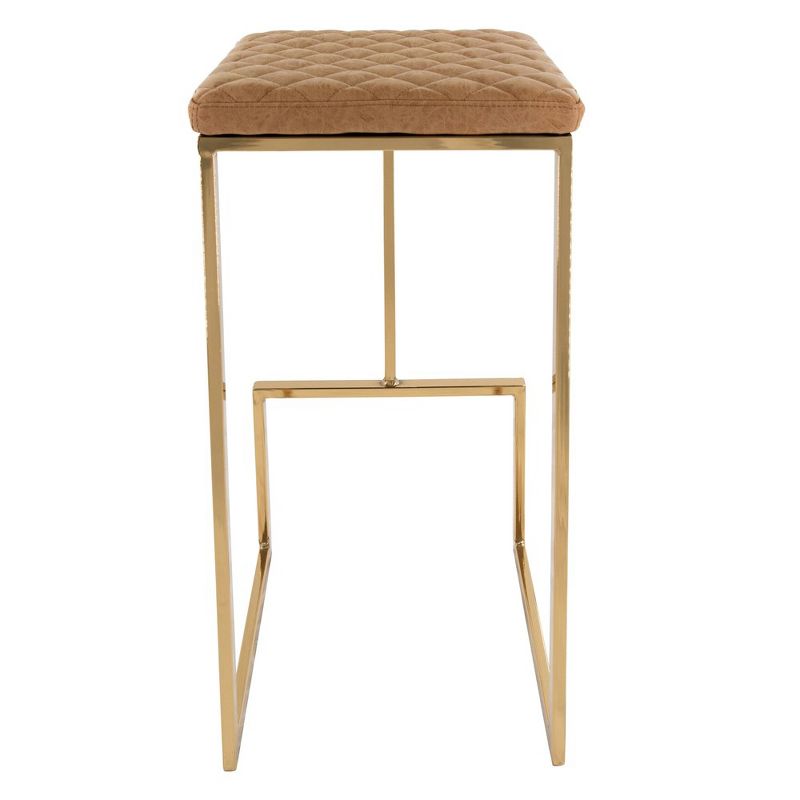 LeisureMod Quincy Leather Bar Stool with Gold Metal Frame, 5 of 9