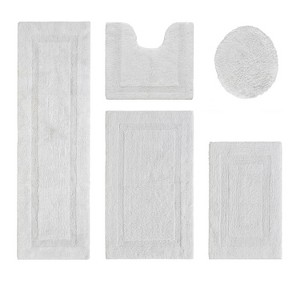 Lux Premium 100% Cotton Tufted Solid Reversible 5 PC Bath Rug Set – Ultra-Soft, Water-Absorbent, Durable, Machine Washable Bathroom Rug - 1 of 4