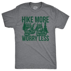 Mens Funny T Shirts Hike More Worry Less Sarcastic Nature Graphic Novelty Tee For Men - Crazy Dog Men's T Shirt - 1 of 4