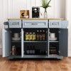 Whisen 54 inch Large Kitchen Island with Rubber Wood Drop Leaf, Embossed Texture Rolling Kitchen Cart - 2 of 4