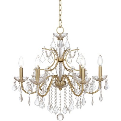 Vienna Full Spectrum Luxum Burnished Brass Chandelier 18 3/4 Wide Modern  Tiered Crystal 6-Light Fixture for Dining Room House Foyer Kitchen Island 