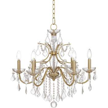 Vienna Full Spectrum Wallingford Antique Brass Chandelier 16 Wide French  Crystal Glass 6-Light Fixture for Dining Room House Kitchen Island Entryway  