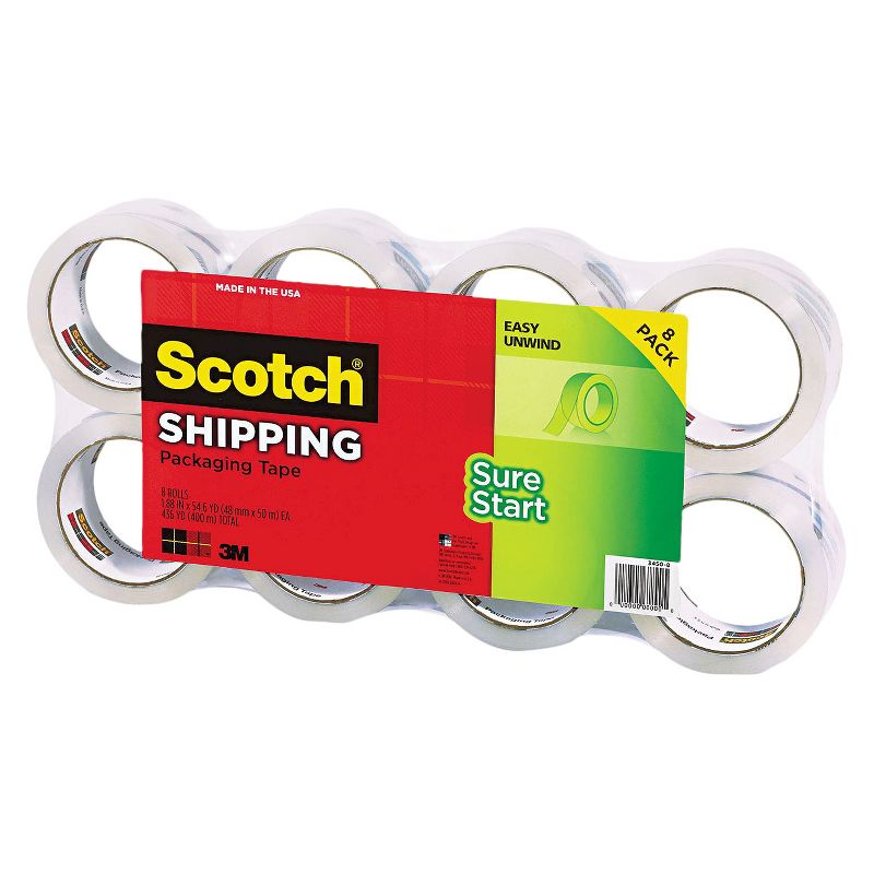 Scotch 1.88&#34; x 54.6yds, 3&#34; Core, Sure Start Packaging Tape - Clear (8 Per Pack), 2 of 4