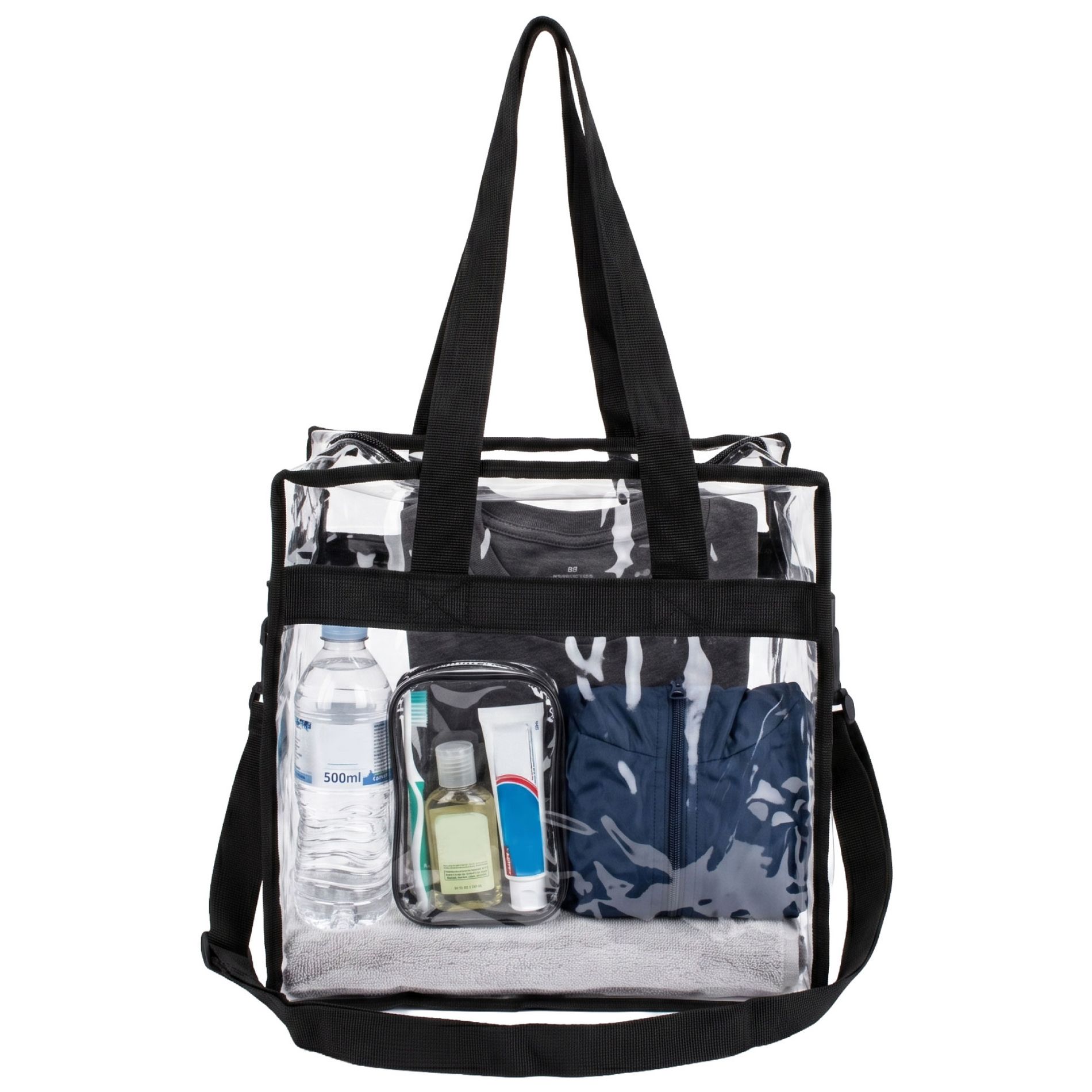 Garnen Clear Bag for Stadium 12x6x12, Crossbody Shoulder Tote Bag With Zipper, Clear Stadium Approved Bag See Through Bag for Events Travel Concert