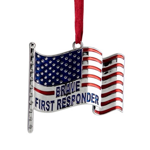 Northlight 6.25" Silver Plated US First Responders Christmas Ornament with European Crystals - image 1 of 3