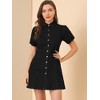 Allegra K Women's Puff Short Sleeve Collared Button Front Mini Denim Dress - 4 of 4