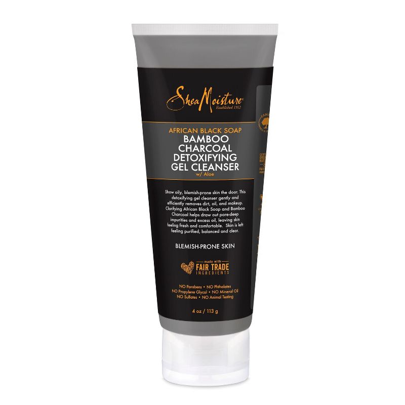 SheaMoisture African Black Soap Bamboo Charcoal Detoxifying Gel Cleanser - 4oz, 1 of 4