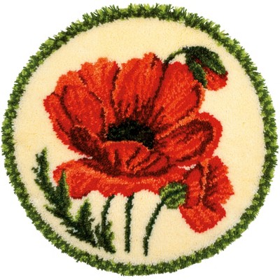 Vervaco Shaped Rug Latch Hook Kit 22" Round-Poppy