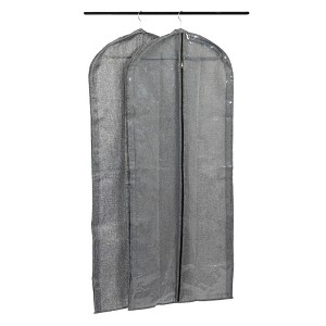 Household Essentials Hanging Zippered Garment Storage Bag with Clear Vision Front Set of 2 Graphite Gray: Polyester, 56" Height - 1 of 4