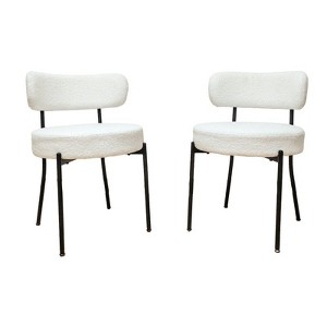 NicBex Mid-Century Modern Dining Chairs,Round Upholstered Kitchen Dining Room Chairs with Metal Legs for Kitchen,Living Room,White,4PC/2PC - 1 of 4