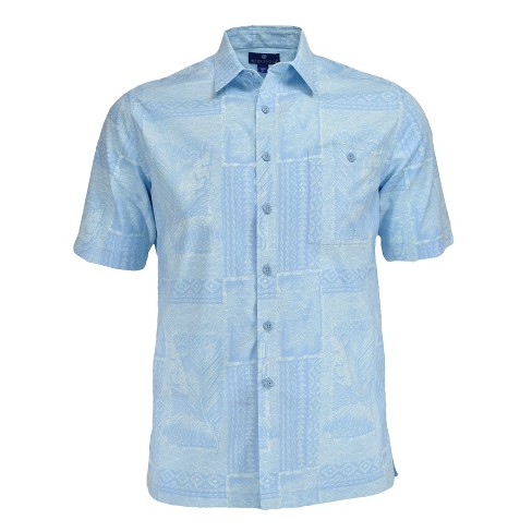 Men's Vintage Hutspah Polyester Button Up Shirt Blue Ocean Clouds Sz Small