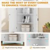64" Tall Farmhouse Corner Cabinet with 2 Barn Doors | Multi-Purpose Buffet Pantry Adjustable Shelves White - 4 of 4