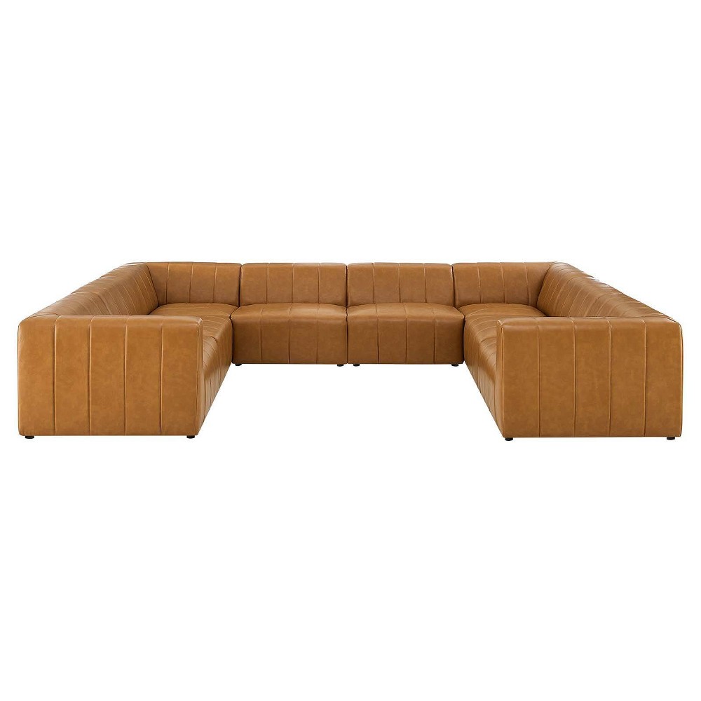 Photos - Sofa Modway 8pc Bartlett Vegan Leather Sectional  Set Tan - : Modern U-Shape 