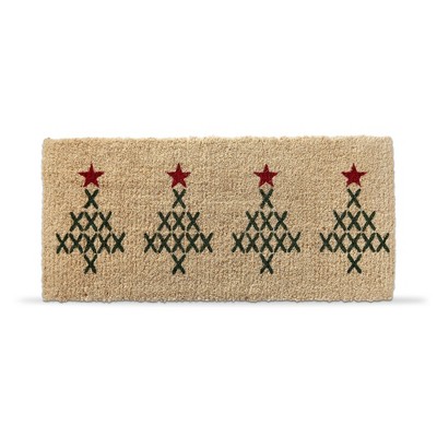 tag 1'6"x3'3" Cross Stitch Tree Rectangle Indoor and Outdoor Estate Coir Door Welcome Mat Beige Background