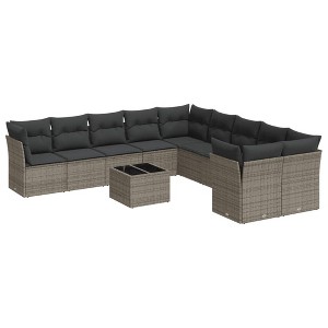 vidaXL Garden Sofa Set Grey, Dark Grey - 1 of 4