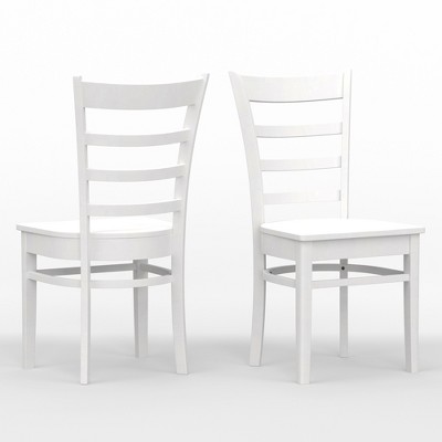 White Upholstered Wood Slat Back Dining Chair Set