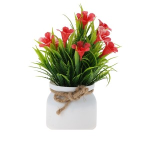 Unique Bargains Artificial Plants Spring Grass with Lily Blossoms Plastic 3.07"x3.07"x7.48" 1 Pc - 1 of 4