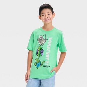 Boys' Minecraft Skeleton Short Sleeve Graphic T-Shirt - Green - 1 of 4