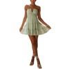 Women's Ruched Halter Tiered Mini Dress Casual Summer Dresses - 2 of 4