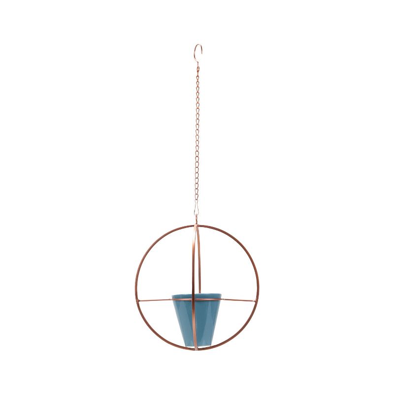 Copper Hanging Planter with Ceramic Pot - Foreside Home & Garden, 1 of 4
