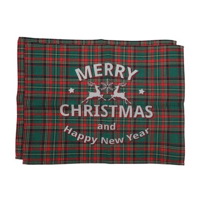 Unique Bargains Christmas Place Mats Linen Red Green White 13 " x 17.7 " 2Pcs